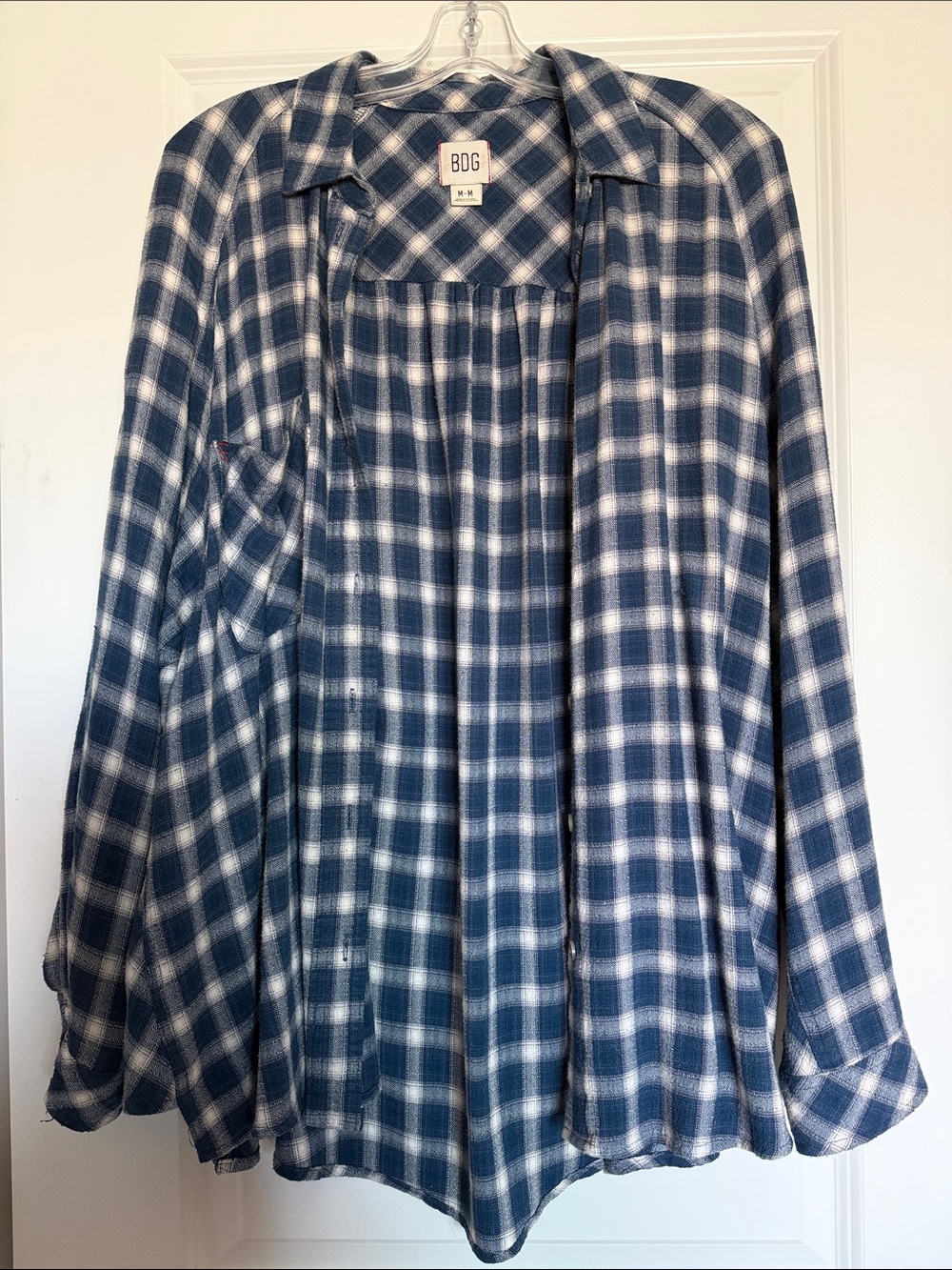 BDG Navy and White Plaid Button-Down Shirt